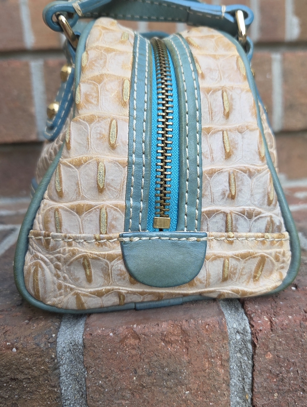 Dooney & Bourke Croc Mini Satchel Light Blue Trim| Throwback Mini Bag - Picture 6 of 14